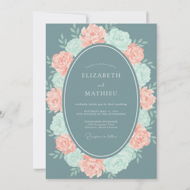 Invitation Mariage au Ranunculus Sauge Menthe Ardoise (Devant)