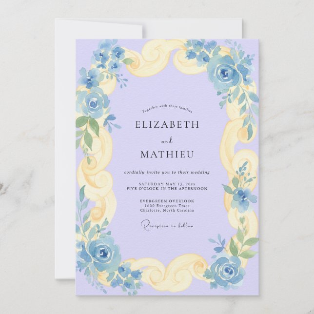 Invitation Mariage au rouleau de crème de lilas eucalyptus (Devant)
