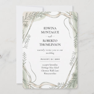 Invitation Mariage au Ruban Botanique et à la Vigne Héritage