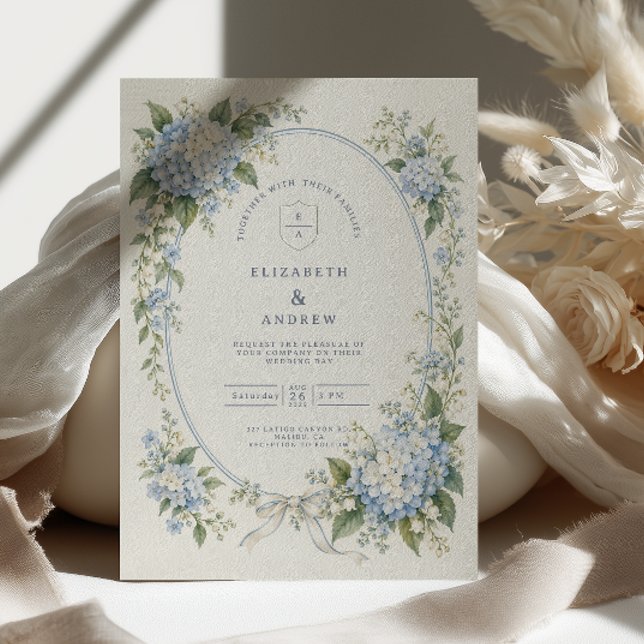 Invitation Mariage au Ruban d'Hydrangea Bleu (Créateur téléchargé)