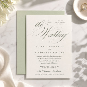 Invitation Mariage au Script Vert Pistache