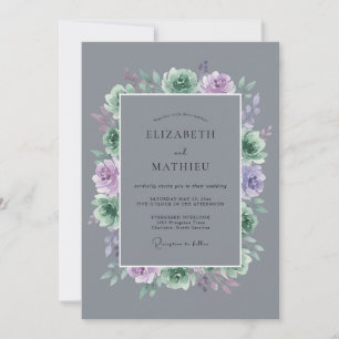 Invitation Mariage au Slate Lilas Succulent Gris Eucalyptus