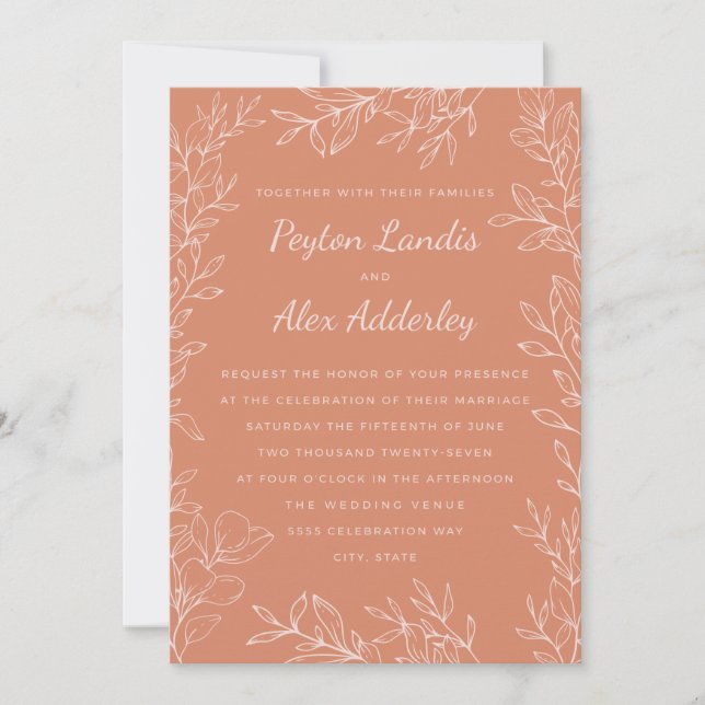 Invitation Mariage au style Boho Terracotta Blush (Devant)