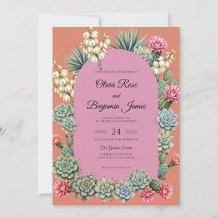 Invitation Mariage au succulent de terre cuite Désert Eucalyp