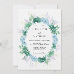 Invitation Mariage au succulent d'eucalyptus améthyste sarcel