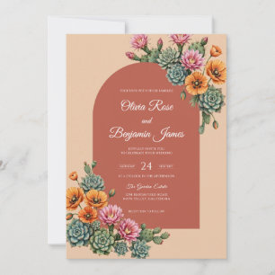 Invitation Mariage au Succulent en Terracotta Eucalyptus Asso