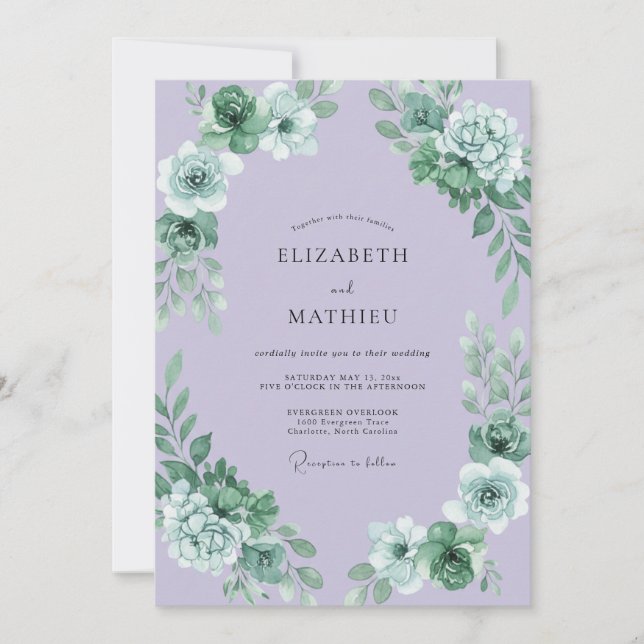 Invitation Mariage au Succulent Eucalyptus Lilas (Devant)
