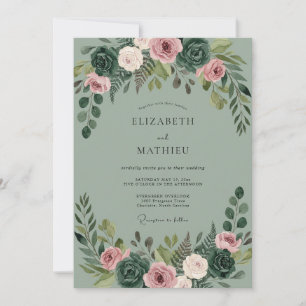 Invitation Mariage au Succulent Eucalyptus Mauve Céladon