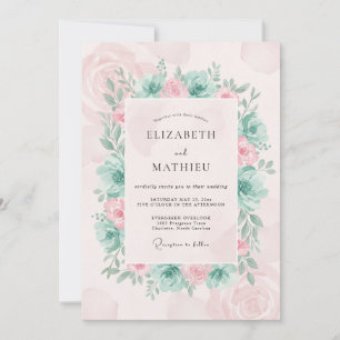 Invitation Mariage au Succulent Eucalyptus Rose Tendre et Mou