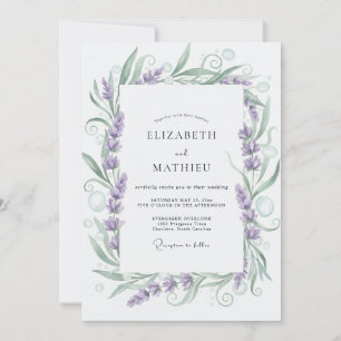 Invitation Mariage au thème de la vigne de lavande violette
