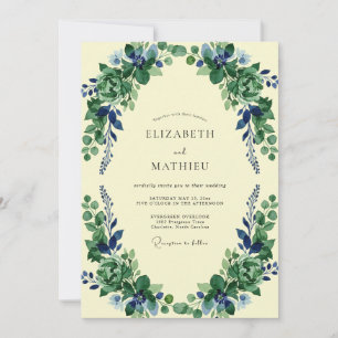 Invitation Mariage au thème Eucalyptus Jaune Pâle