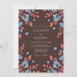 Invitation Mariage au thème Feuille de Corail au Chocolat