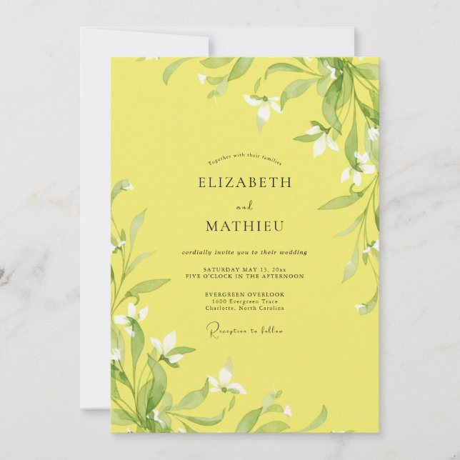 Invitation Mariage au ton citron jaune (Devant)