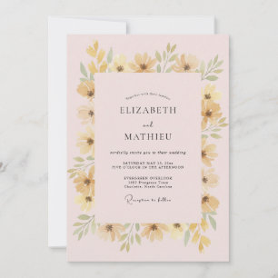 Invitation Mariage au ton pastel rose or vigne