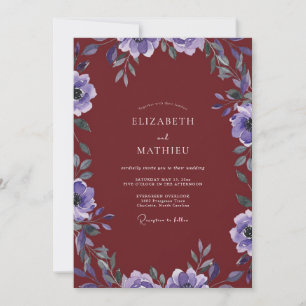 Invitation Mariage au ton vigne lavande