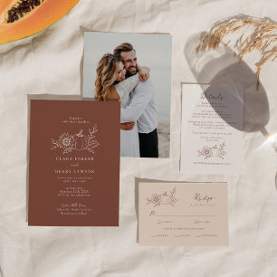 Invitation Mariage au tournesol de citrouille en terre cuite