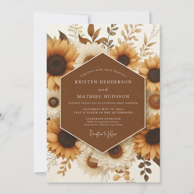 Invitation Mariage au Tournesol Rustique Marigold (Devant)