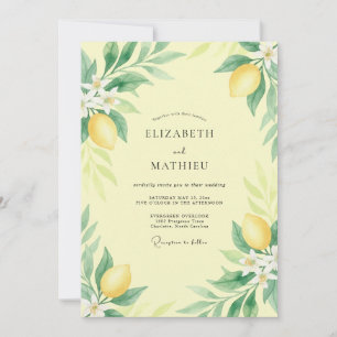 Invitation Mariage au verger de citronniers jaune rafraîchiss