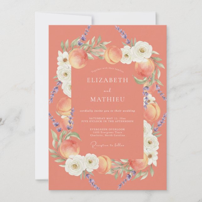 Invitation Mariage au Verger de Coraux Floraux (Devant)