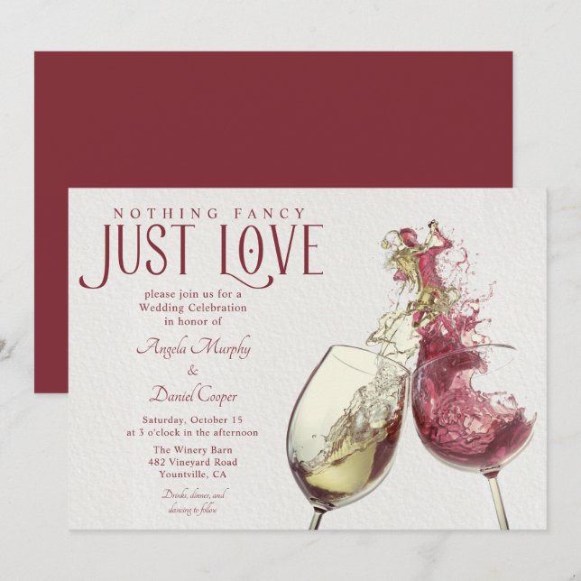 Invitation Mariage au vignoble danse vin (Devant / Derrière)