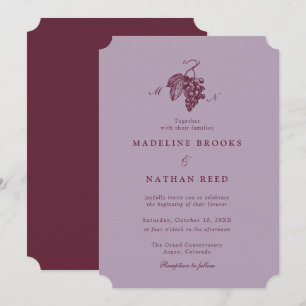 Invitation Mariage au Vignoble de la Vigne au Monogramme de L