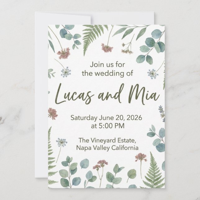 Invitation Mariage au vignoble de Lucas & Mia (Devant)