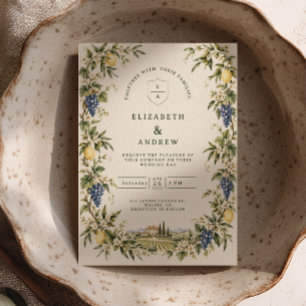 Invitation Mariage au vignoble de printemps Citrons Branches