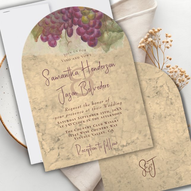 Invitation Mariage au vignoble Élégante Arche Monogramme (Créateur téléchargé)