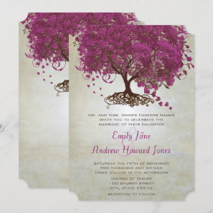 Invitation Mariage au vin Sangria Purple Heart Leaf Tree