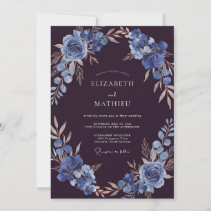 Invitation Mariage Aubergine Slate Bloom