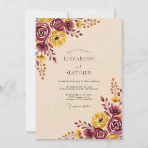 Invitation Mariage Automnal à l'Aquarelle de Bourgogne