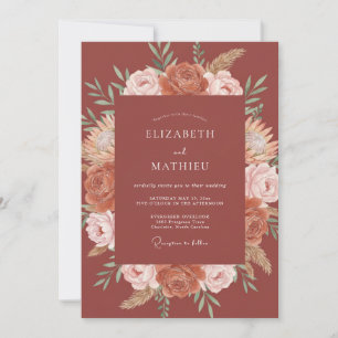 Invitation Mariage Automnal Atmosphérique en Terracotta