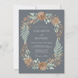 Invitation Mariage Automnal Atmosphérique Gris Charbon