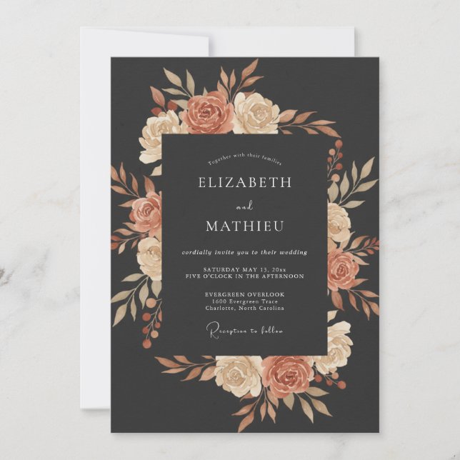 Invitation Mariage Automnal au Charbon de Bois (Devant)