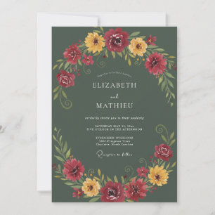 Invitation Mariage Automnal Audacieux Vert Mousse