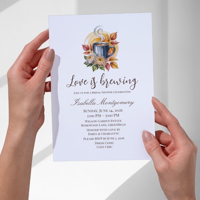 Invitation Mariage Automnal autour du Café (Autumn Coffee Bridal Shower Invitations
)