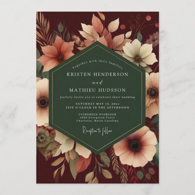 Invitation Mariage Automnal aux Teintes Bourguignonnes (Devant)