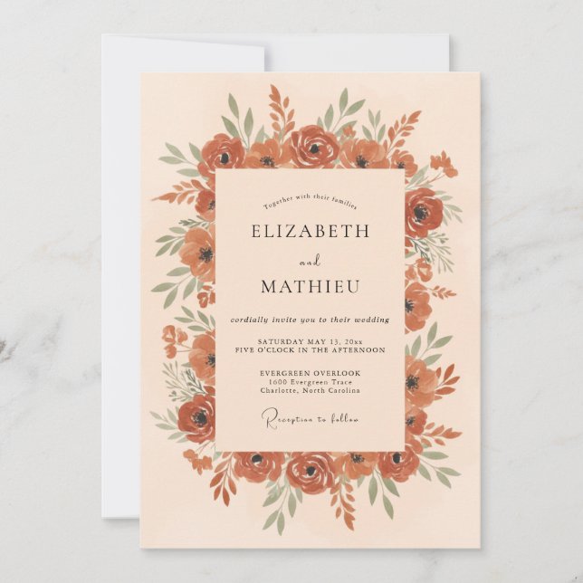 Invitation Mariage Automnal Bio Terracotta (Devant)