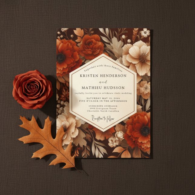 Invitation Mariage Automnal Botanique à Sienne (Créateur téléchargé)