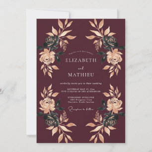 Invitation Mariage Automnal Bourguignon Doré