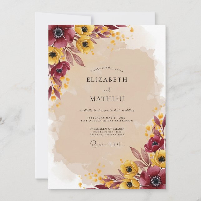 Invitation Mariage Automnal Bourguignon IntENSE (Devant)