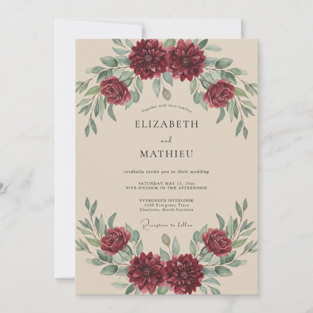 Invitation Mariage Automnal Bourguignon Maussade (Devant)