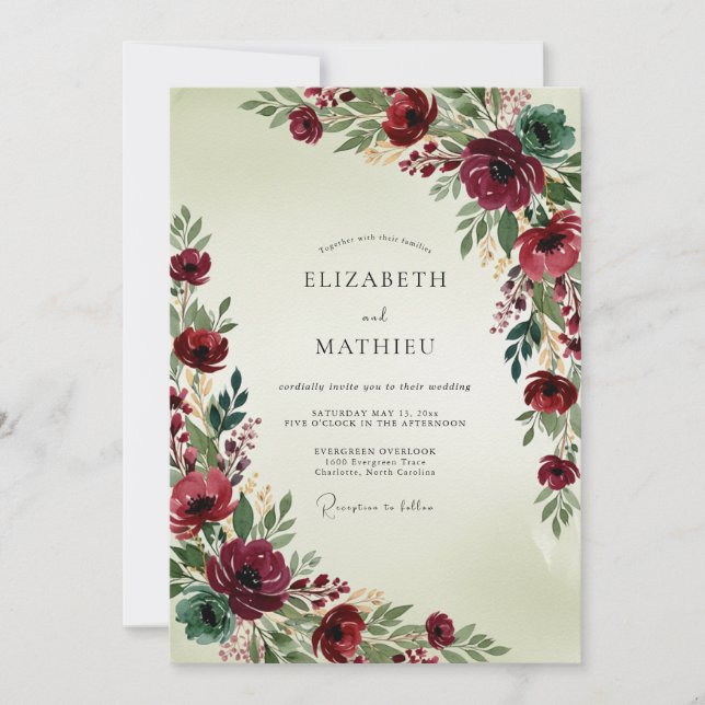 Invitation Mariage Automnal Bourguignon Royal (Devant)