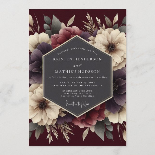 Invitation Mariage Automnal Bourguignon Velouté (Devant)