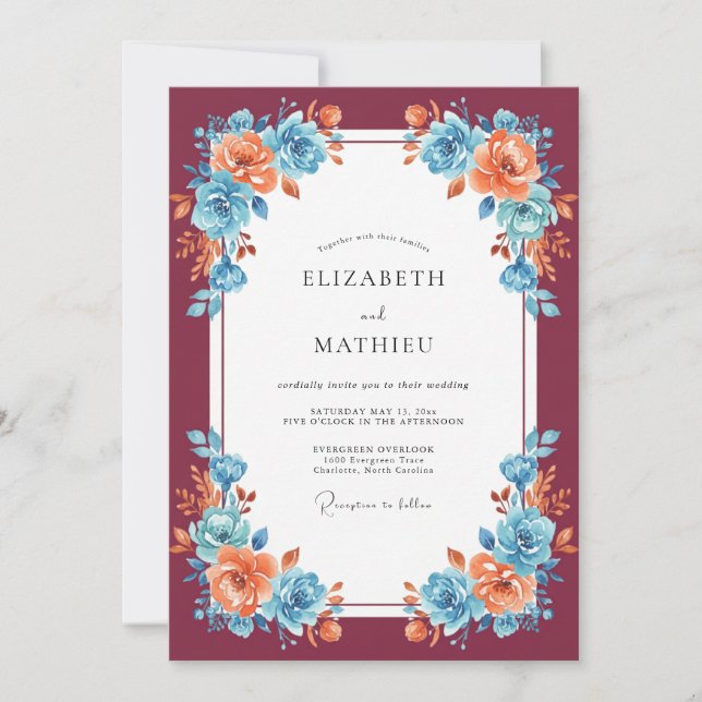 Invitation Mariage Automnal Bourguignon Vibrant (Devant)
