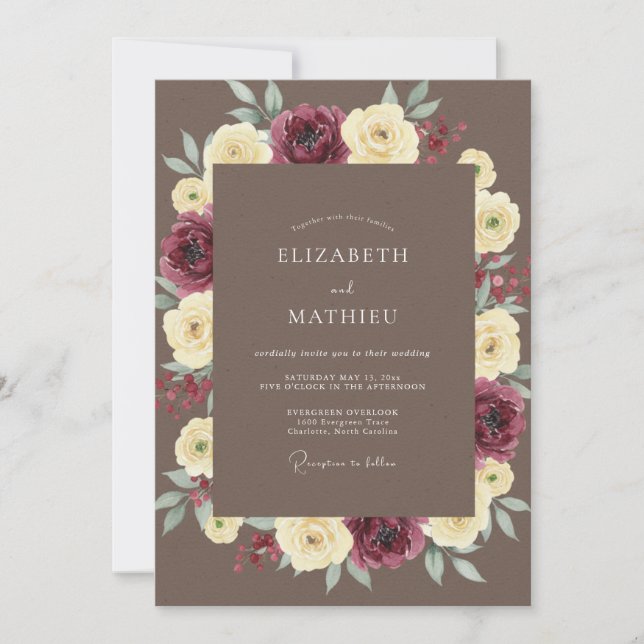 Invitation Mariage Automnal Brun Mocha Humeur (Devant)
