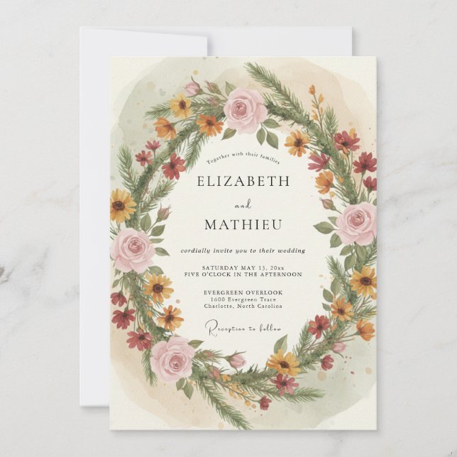 Invitation Mariage Automnal Chaleureux aux Solidages (Devant)