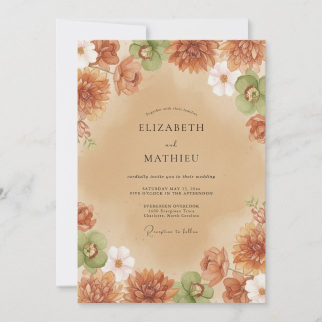 Invitation Mariage Automnal Chaleureux en Terracotta (Devant)