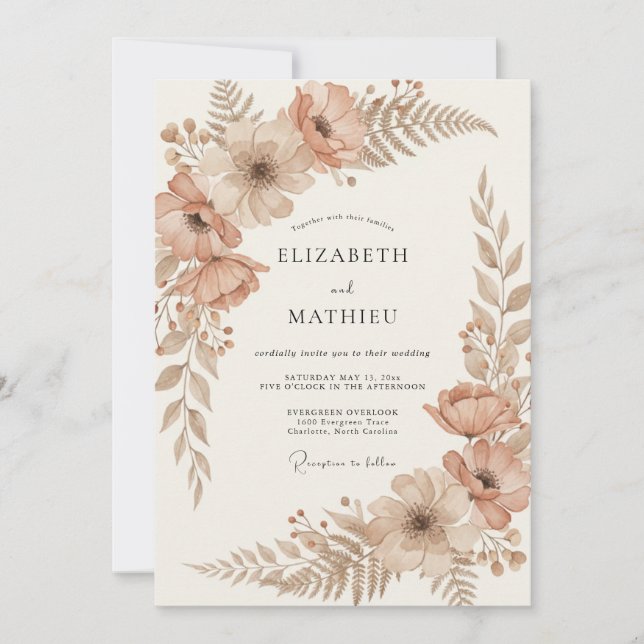 Invitation Mariage Automnal Chaleureux Sienne (Devant)