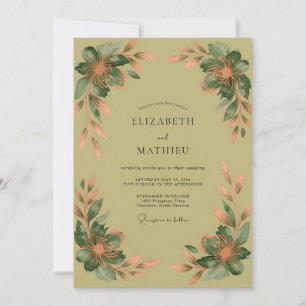 Invitation Mariage Automnal Chaud Vert Olive